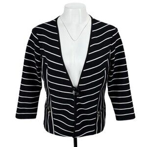 FRANK LYMAN Design Striped Lightweight Cover Up Womens Sz 10 Black White